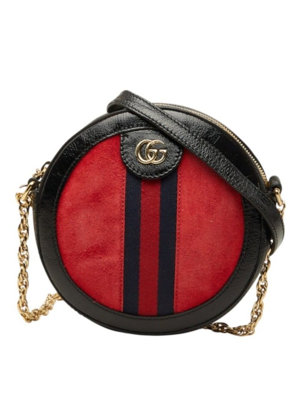 Gucci Ophidia GG Marmont Sherry Line Chain Shoulder Bag Black Leather Suede
